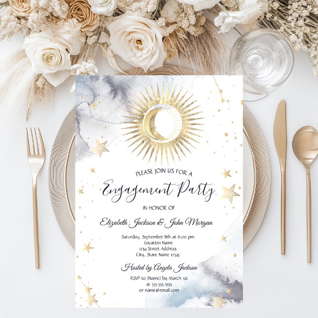 Convite Sol Celestial,Lua,Estrelas (Criador carregado)