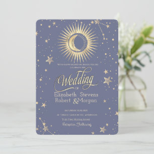 Convite Sol Celestial,Lua,Estrelas Casamento Pastel