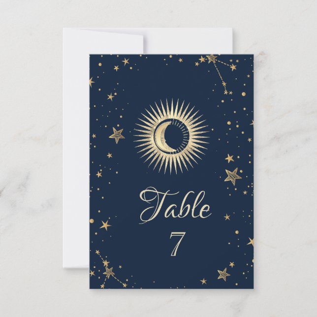 Convite Sol Dourado Celestial E Estrelas Da Lua (Frente)