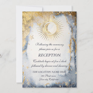 Convite Sol Dourado Celestial,Lua,Estrelas Aquarela
