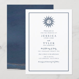 Convite Sol e Lua Azul Celestial