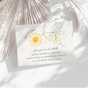 Convite sol primeiro aniversario aquarela amarelo sol mode