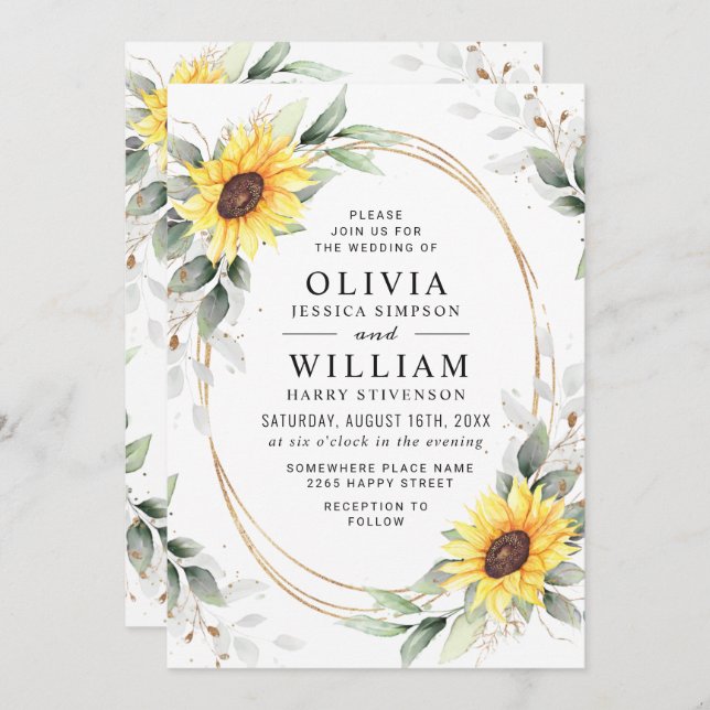 Convite Solarflores impermeáveis Casamento verde (Frente/Verso)