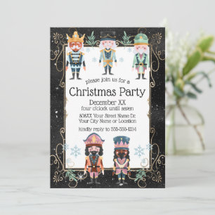 Convite Soldados de Brinquedos Dourados e Negros de Nozes