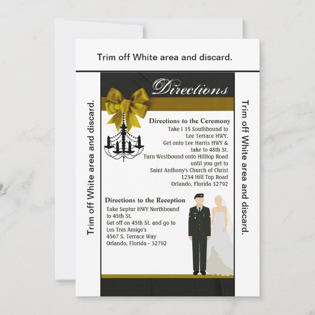 Convite solenóide uniforme da noiva do noivo do EXÉRCITO (Frente)