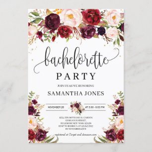 Convite Solha de ouro floral russa marsala