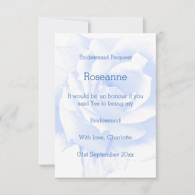 Convite Solicitação de Bridesmaid com Cor Azul rosa Design (Frente)