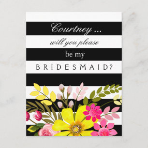 Convite Solicitação de Bridesmaid das Flores com Estirpa N