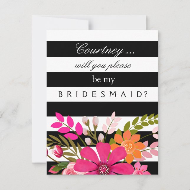 Convite Solicitação de Bridesmaid das Flores com Estirpa N (Frente)