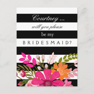 Convite Solicitação de Bridesmaid de Flores com Linhas P
