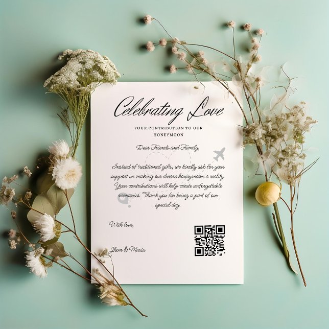 Convite Solicitação de Código Qr do Fundo de Viagem Fundo  (Travel Fund Request Qr Code Honeymoon Fund Invitation)