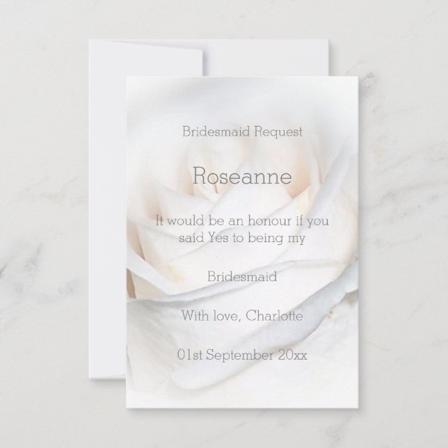 Convite Solicitação de Design Bridesmaid White Rose (Frente)