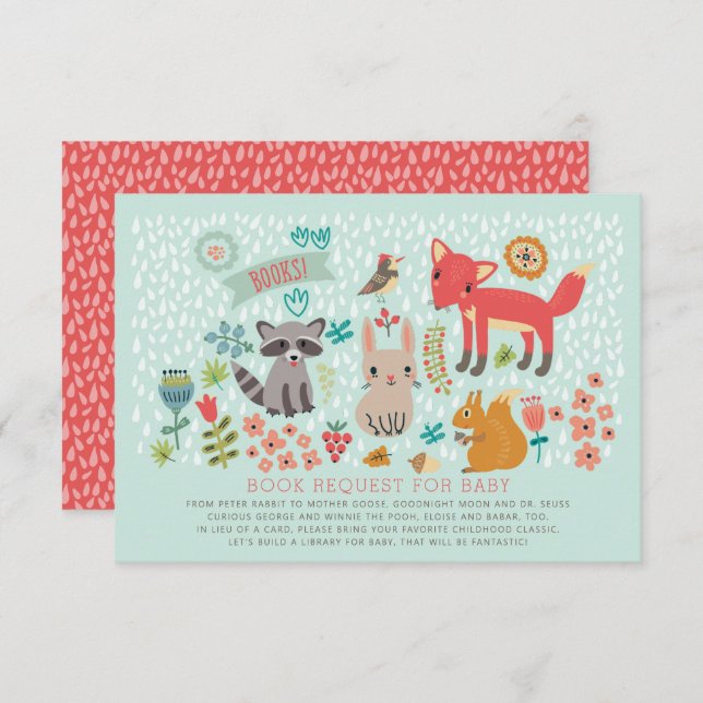 Convite Solicitação de Livro Chá de fraldas de Animais da  (Frente/Verso)