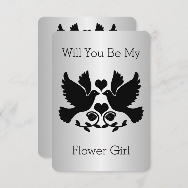 Convite Solicitação De Rapariga Preta E Prata (Frente/Verso)