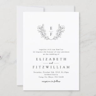 Convite Solo Simples de Cerejeira e Flor de Monograma