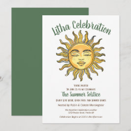 Convite Solstício de Verão Litha Sol Amarelo Sorridente