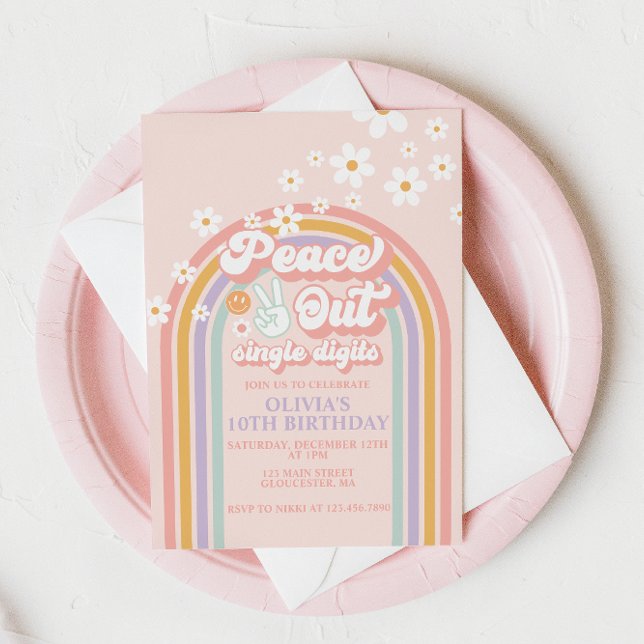 Convite Solteiro Dígitos da Paz arco-íris 10º Aniversário (Criador carregado)