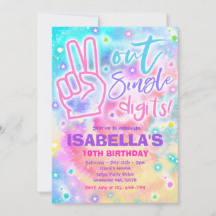 Convite Solteiro Dígitos Hippy Tie Dye Birthday Inv
