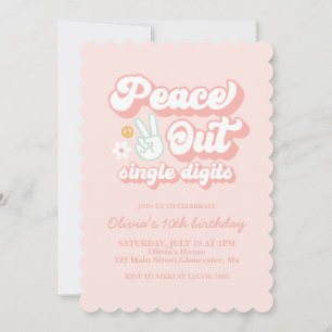 Convite Solteiro Groovy Peace Out - Dígitos 10º aniversári