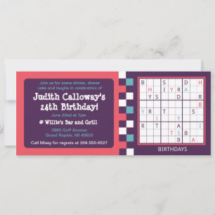 Convite solucionável do aniversário de Sudoku
