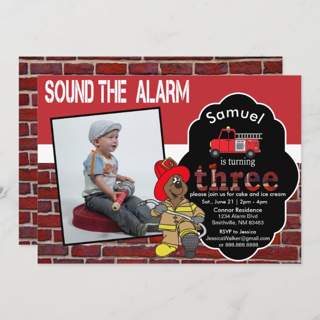 Convite Som o alarme - Festa de aniversário 00 (Frente/Verso)