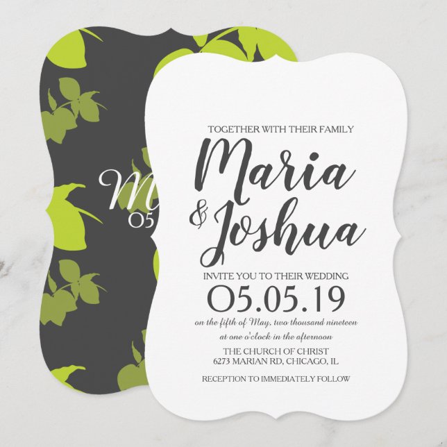 Convite Sombra de Limão Cítrico Casamento Lima (Frente/Verso)