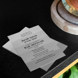 Convite Sombras das Cinzas prateadas Nome do Bar Mitzvah