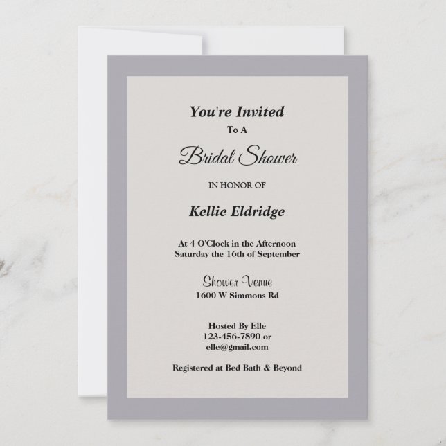 Convite Sombras De Chá de panela Com Moldura De Cinza (Frente)