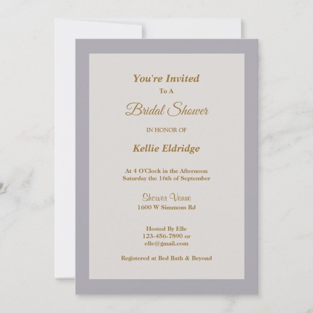 Convite Sombras De Chá de panela Com Moldura De Cinza (Frente)