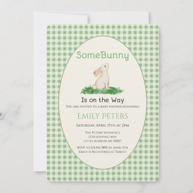 Convite Some Bunny Baby Shower Green (Frente)