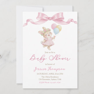 Convite Some Bunny Girl Pink Baby Shower Party