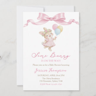 Convite Some Bunny Girl Pink Baby Shower Party