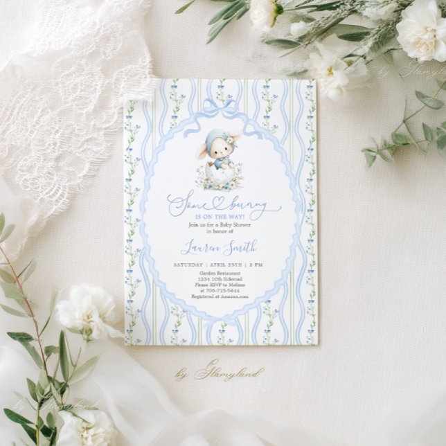 Convite Some Bunny Is On The Way Baby Shower Boy (Criador carregado)