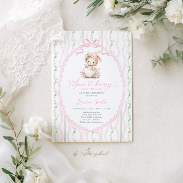 Convite Some Bunny Is On The Way Baby Shower Girl (Criador carregado)