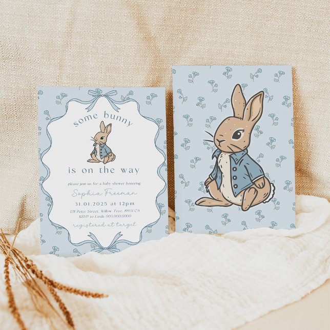 Convite Some Bunny is on the Way Baby Shower Invite. Rusti (Peter Rabbit Baby Shower Invitation Bundle)