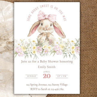 Convite Some Bunny is on the way Invitation Set, Girl Bunn