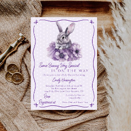 Convite Some Bunny Is On The Way Purple Baby Shower