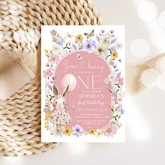 Convite Some Bunny Is ONE First 1st Birthday Invitation (Criador carregado)