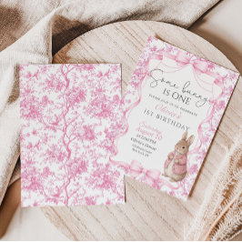 Convite Some Bunny Is One Girl  1st Birthday Invitation