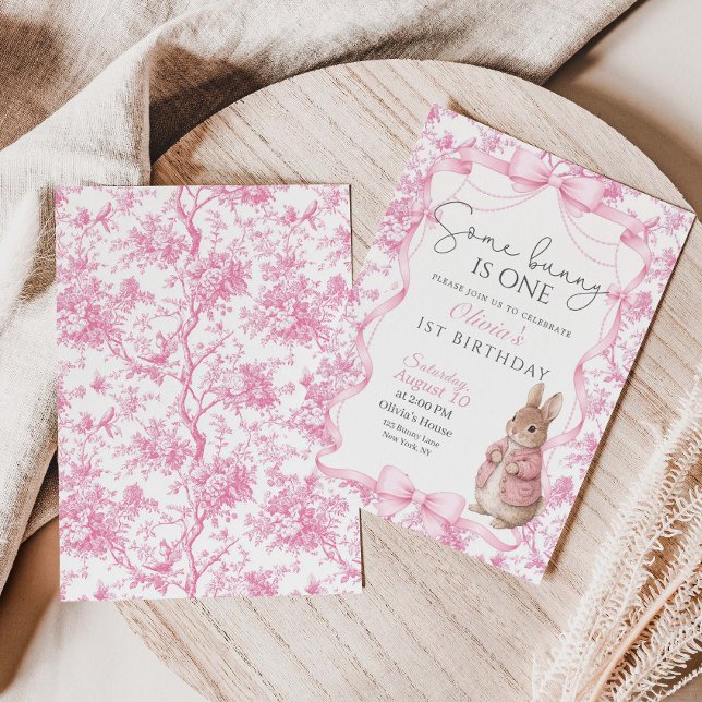 Convite Some Bunny Is One Girl  1st Birthday Invitation (Criador carregado)