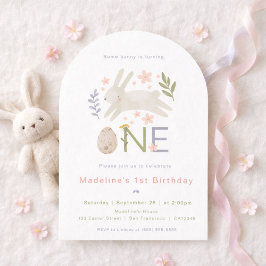 Convite Some Bunny Is One Watercolor Girl's 1st Birthday