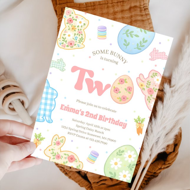 Convite Some Bunny is Turning Two Pastel Birthday (Criador carregado)