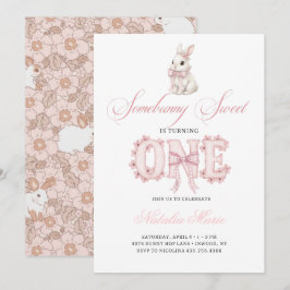 Convite Somebunny Sweet 1st Birthday Spring Floral Invitat