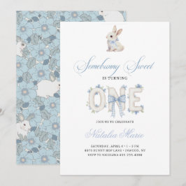 Convite Somebunny Sweet 1st Birthday Spring Floral Invitat