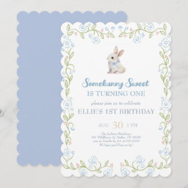 Convite Somebunny Sweet Bunny 1st Birthday Spring Floral I
