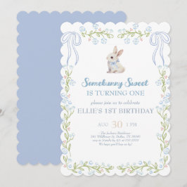 Convite Somebunny Sweet Bunny 1st Birthday Spring Floral I