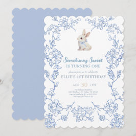 Convite Somebunny Sweet Bunny 1st Birthday Spring Floral I