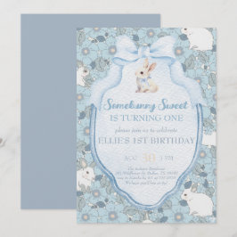 Convite Somebunny Sweet Bunny 1st Birthday Spring Floral I