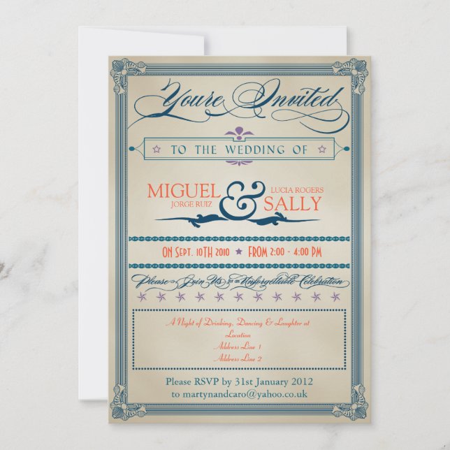 Convite Somente noites de casamento vintage (Frente)