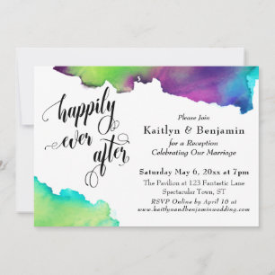 Convite Somente Recepção de casamento de Aquarela Multicol